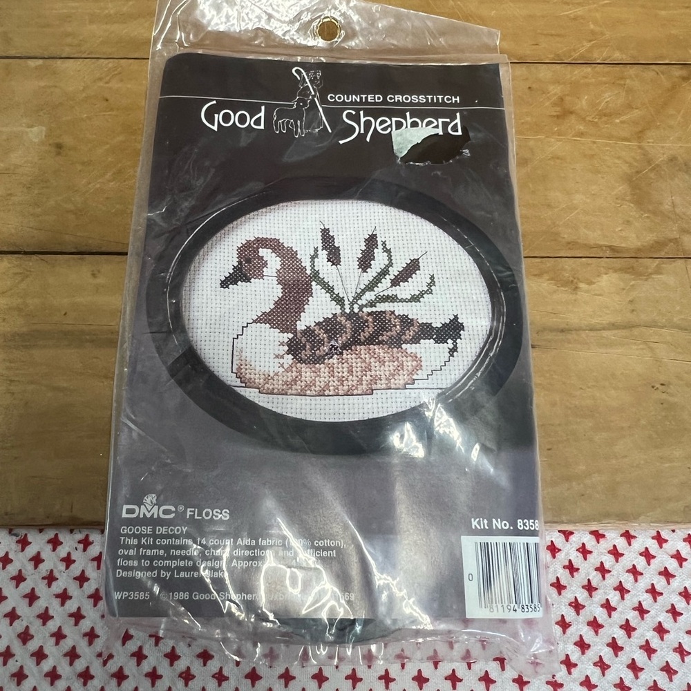 NIP Good Shepherd counted cross stitch kit goose decoy